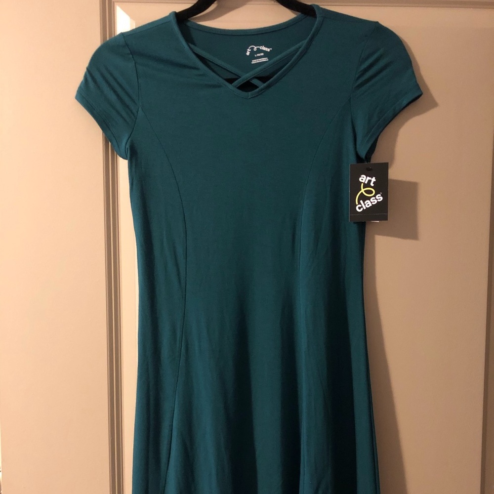 Teal T-shirt dress